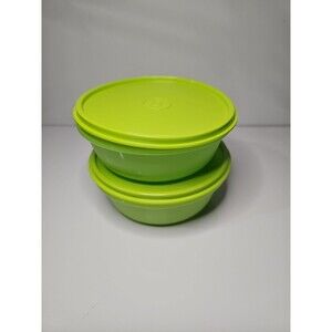 Tupperware Modular Round Containers 2.5 cup / 600ml Set of 2 Green NEW